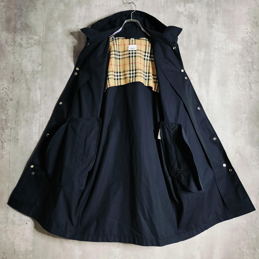 【現行・美品】バーバリー ラバーロゴ付 裏地ノバチェック フード付 コート 50