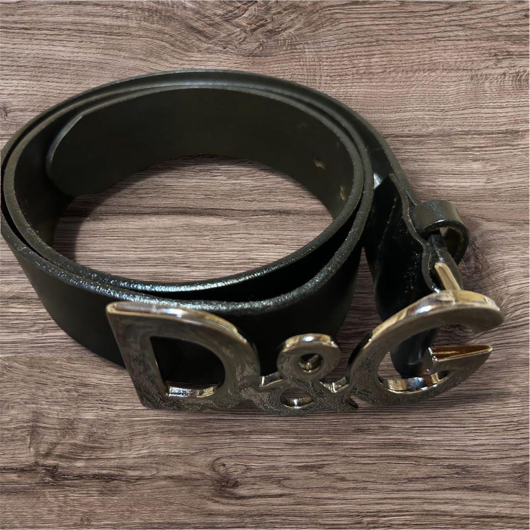 D&G ブラック ベルト ロゴバックル