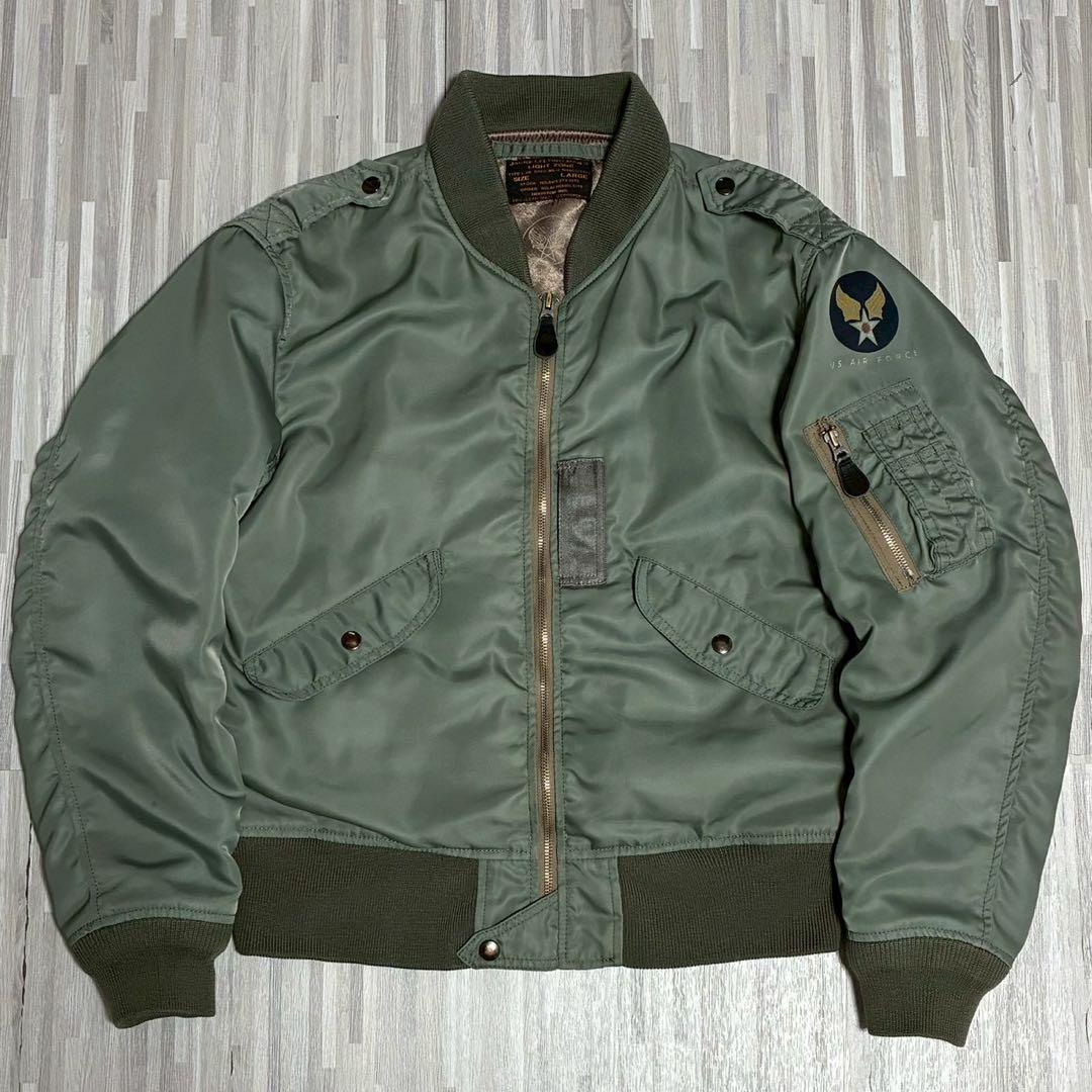 ヒューストン L2-B MA-1 フライトジャケット 米軍 カーキ Lサイズ