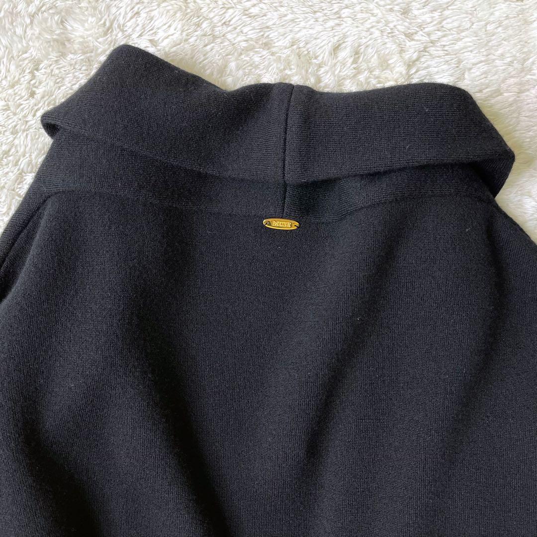 MUSEミューズドゥドゥーズィエムクラススムースニットガウンコートウール黒F