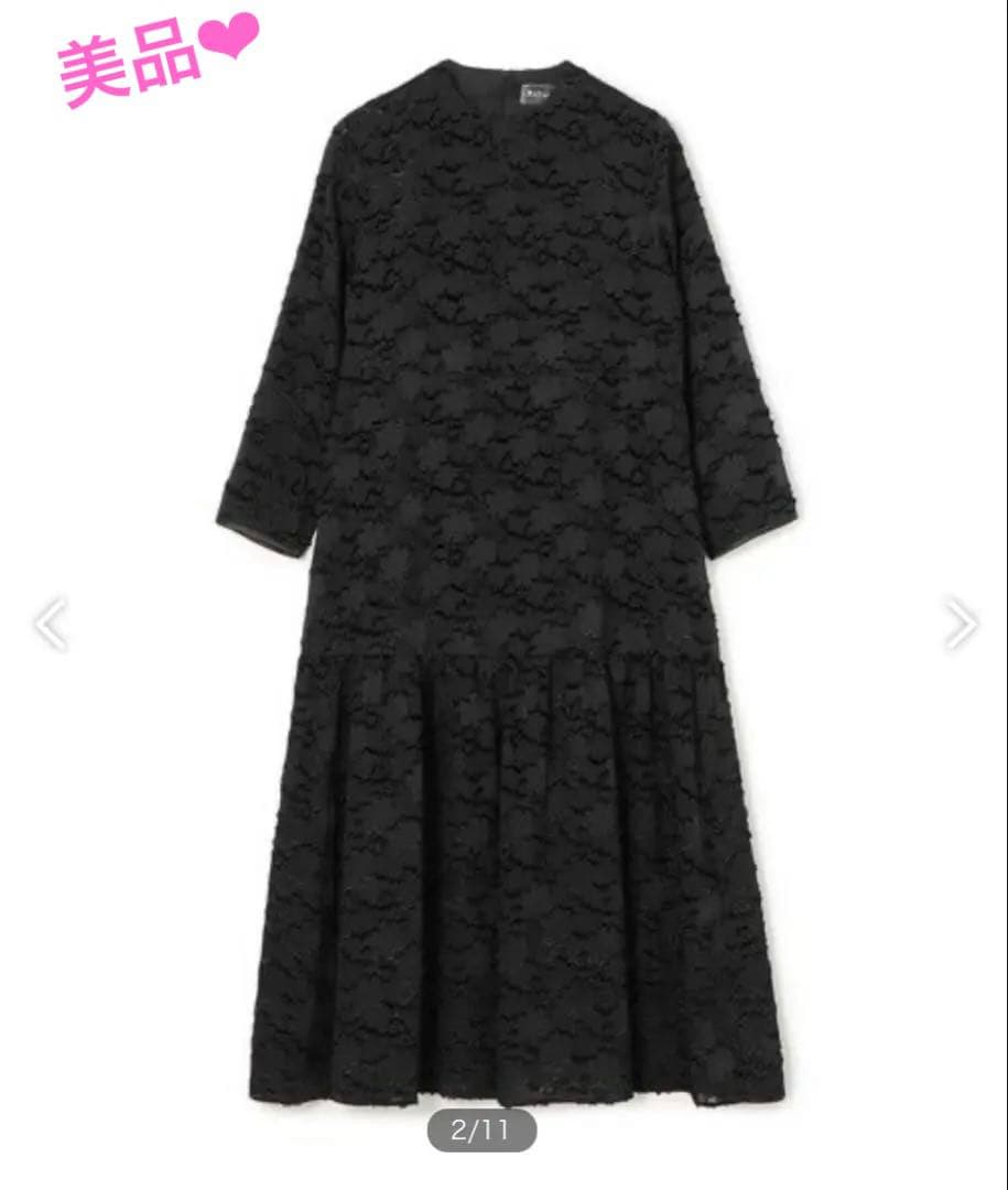 【未使用に近い】マーガレットカットジャカード フレアギャザーワンピース