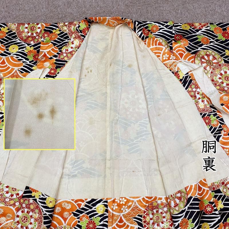 506ag61◎七五三 七歳 女児 セミアンティーク着物&袋帯 金彩 源氏車◎