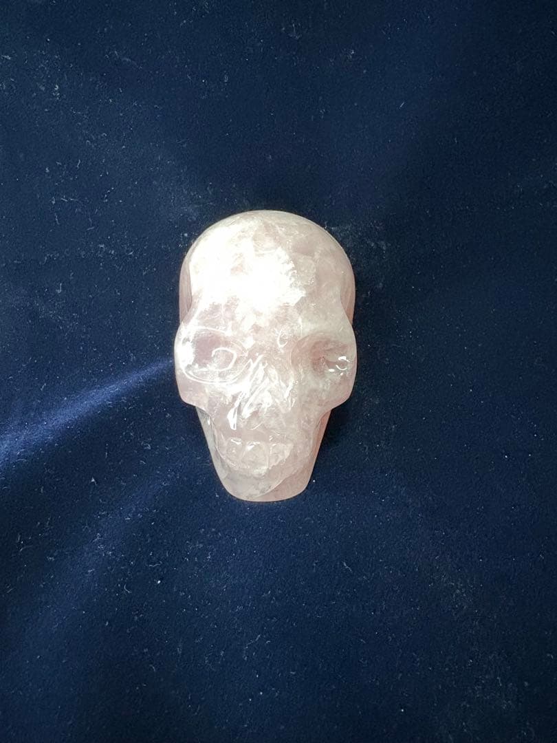 ☆ローズクォーツ☆ スカル型置物 約7cm