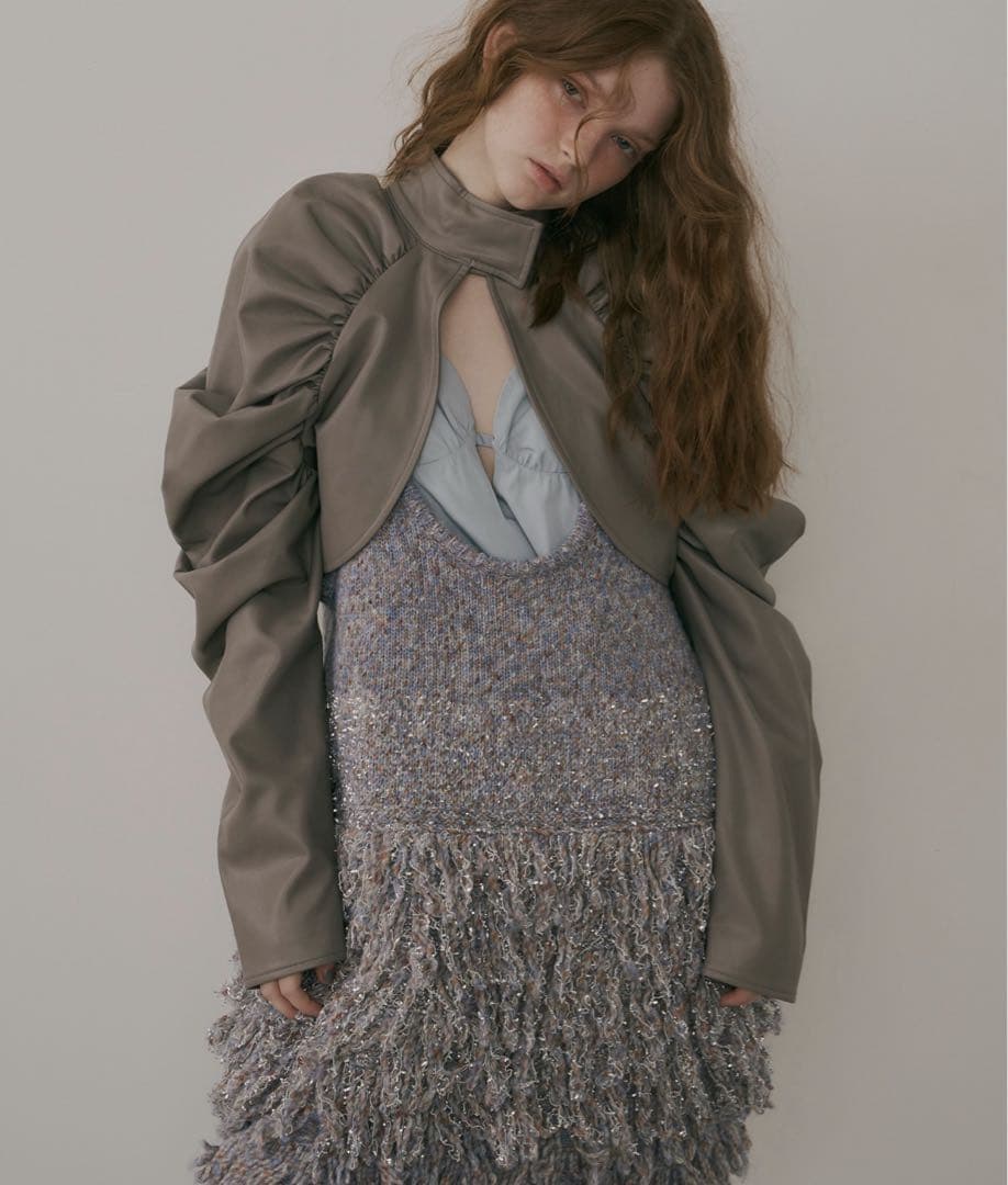 J1u by LA BELLE ETUDEボリュームギャザーレザーボレロ