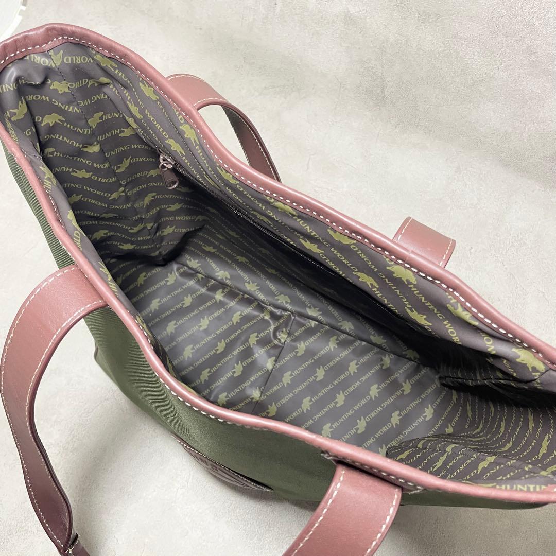 【美品】保存袋 ハンティングワールド トートバッグ キャンバス レザー メンズ