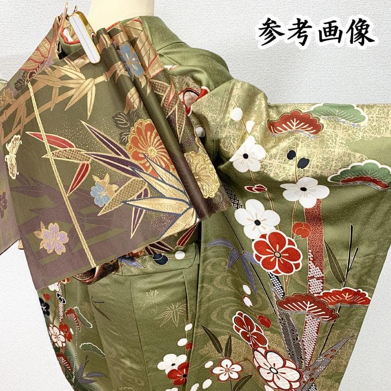 504z17.412y10.小物☆振袖 小柄な方にも 金彩 古典柄 松竹梅☆美品