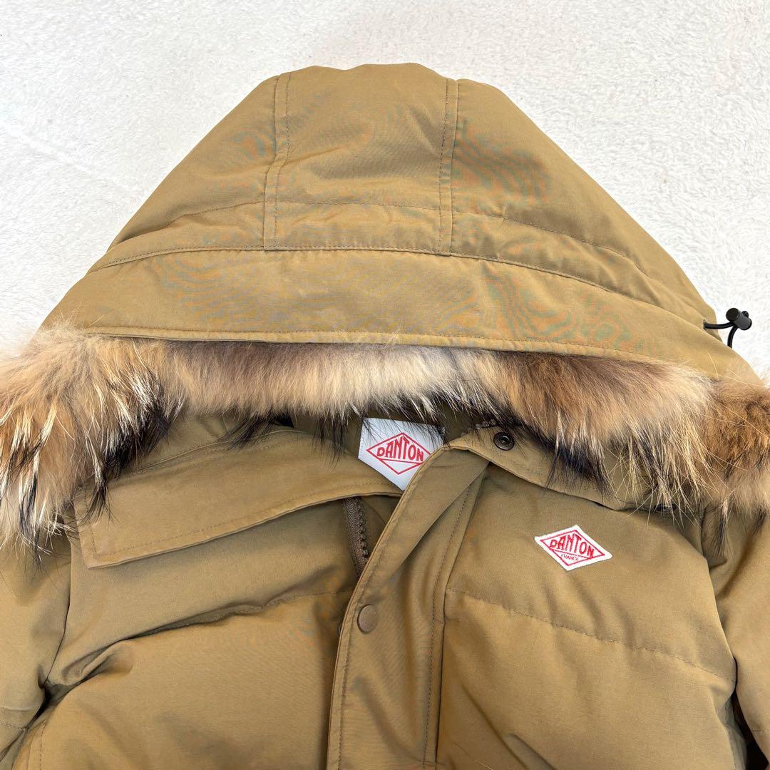 美品☆ダントン タッサー ダウンジャケット ロング タヌキファー ベージュ 36