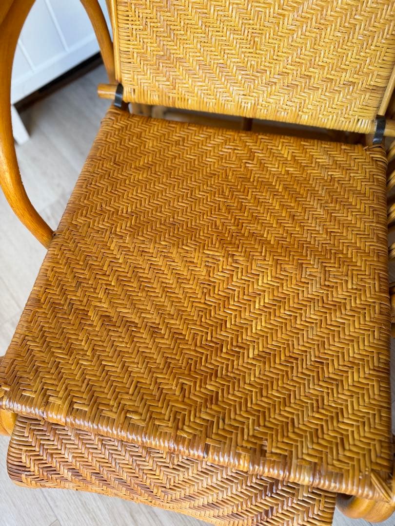 ラタンリクライニングチェア オットマン付き 籐家具 1人掛けソファー