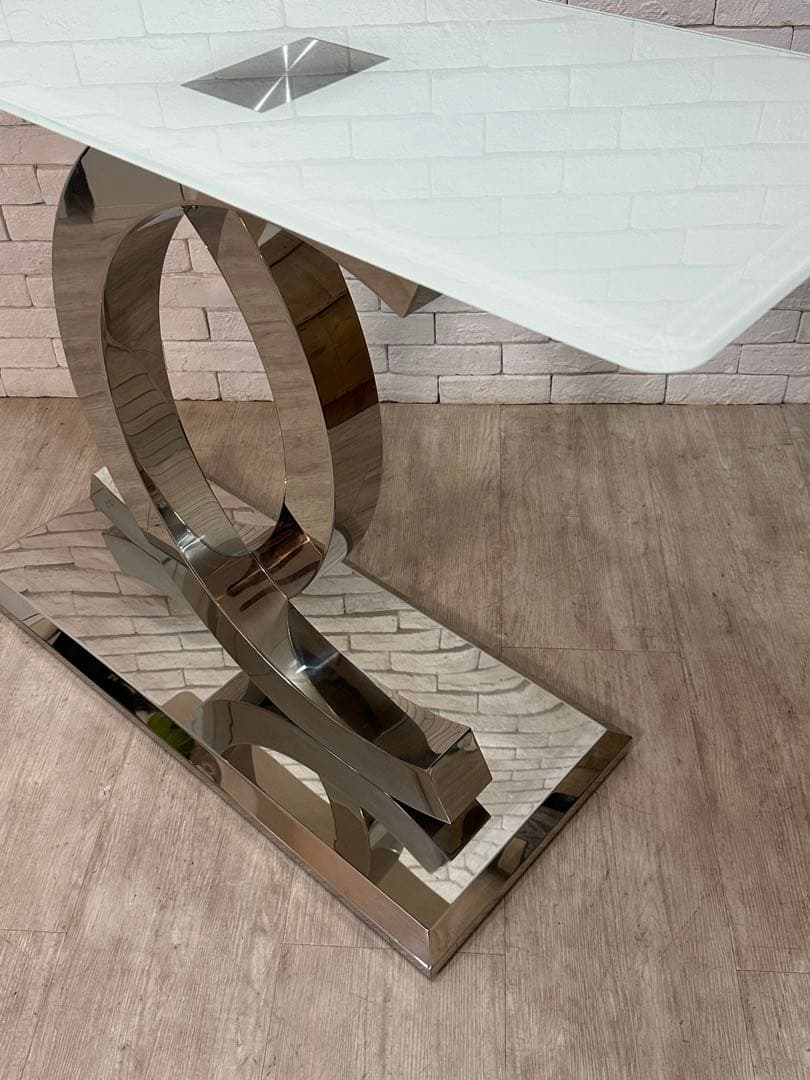 【東京都23区配送無料】定価25万円　コンソール　強化　ガラス　テーブル　サイド