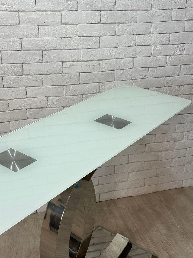 【東京都23区配送無料】定価25万円　コンソール　強化　ガラス　テーブル　サイド