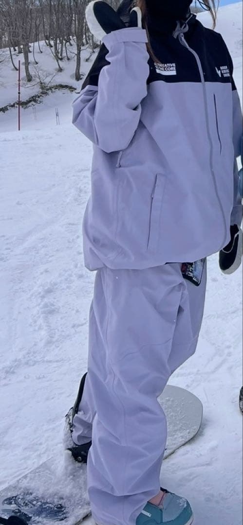 ダブルエーハードウェア スノーボードウェア レディース L 上下セット パープル