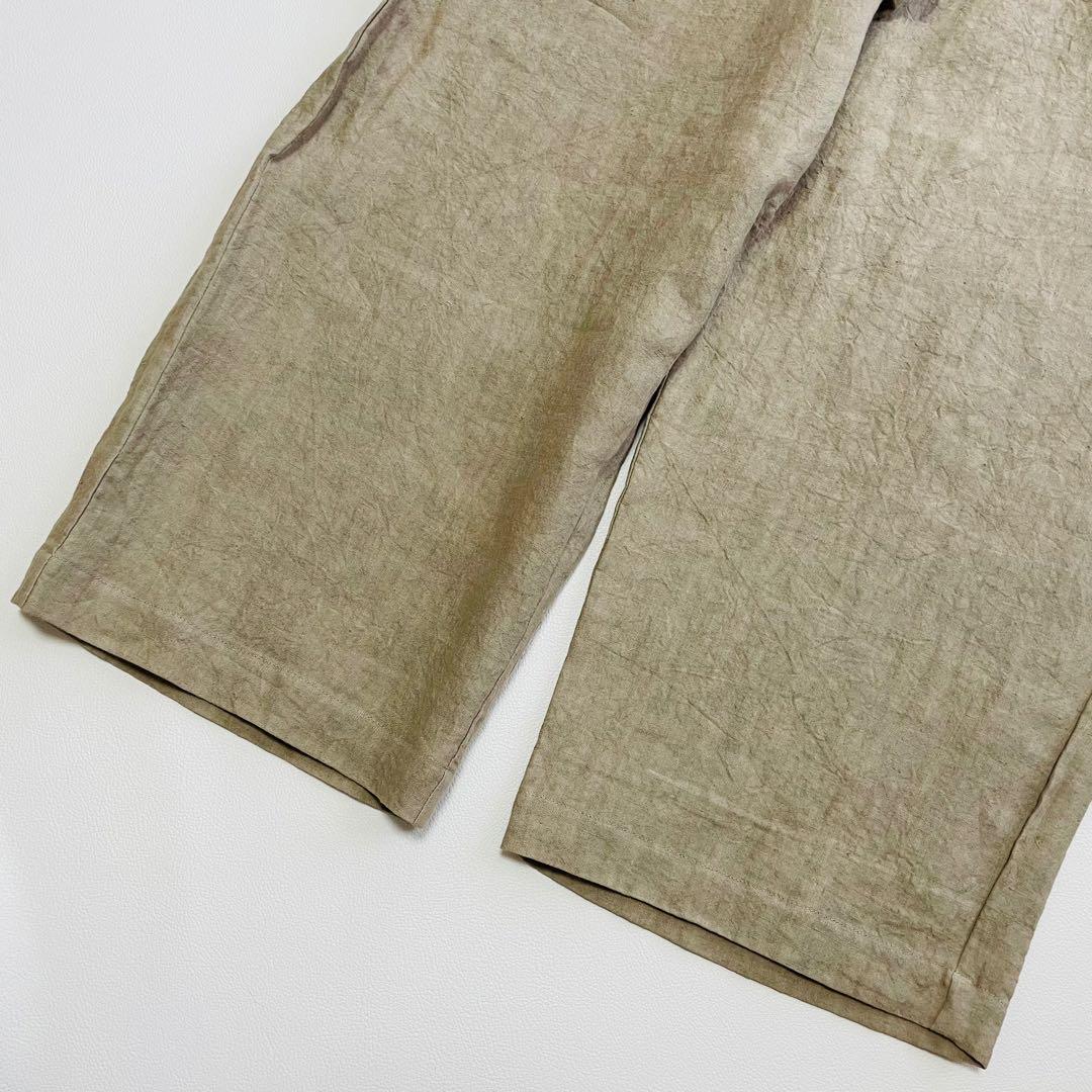 6010【美品】かぐれ　オールインワン　つなぎ　リネン　麻　ベージュ　ナチュラル