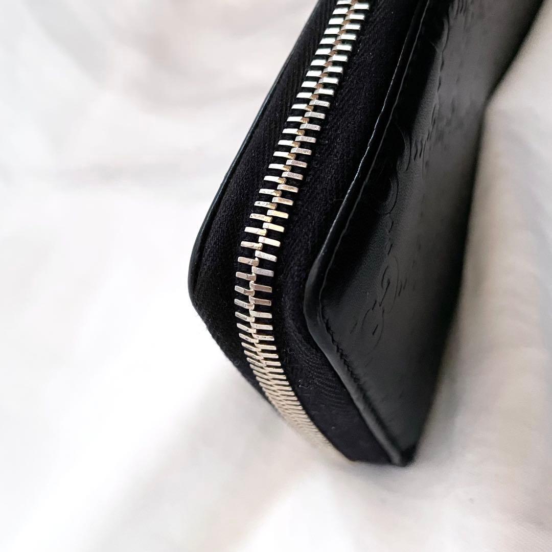 GUCCI グッチ 長財布 シマ シグネチャー GGパターン ブラック