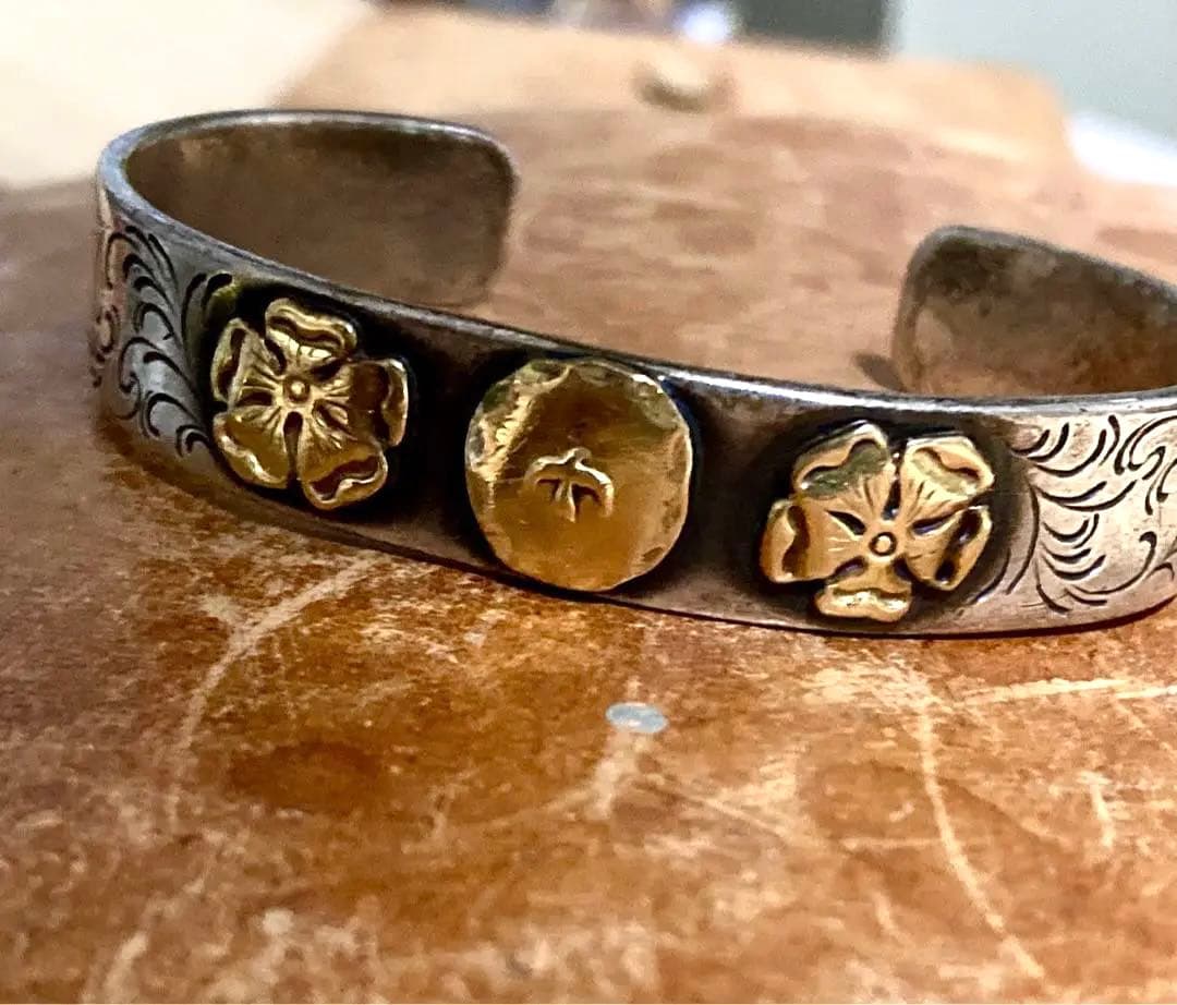 ビンテージ　ゴローズ goro`s ダブルローズ　唐草特注バングル　オールド品