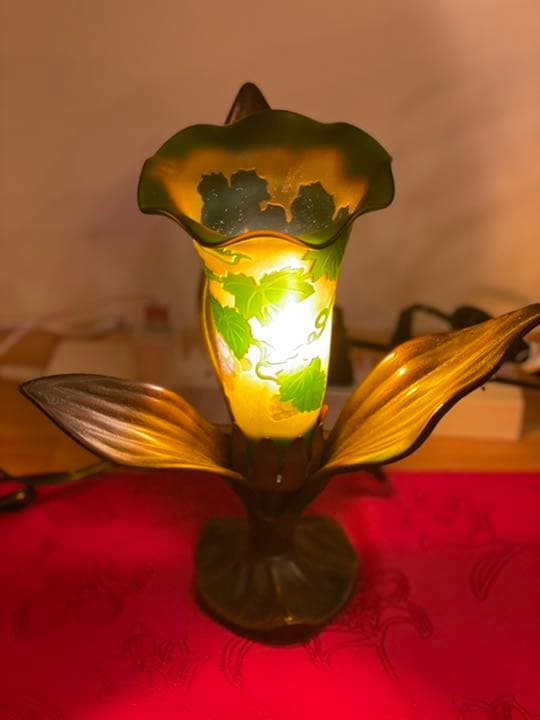 美品 ガレ ガレ風 アンティークランプ ガラスランプ