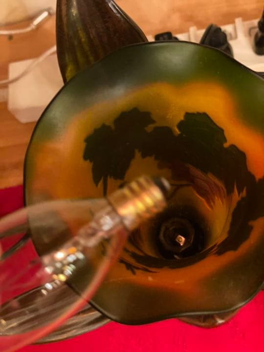 美品 ガレ ガレ風 アンティークランプ ガラスランプ