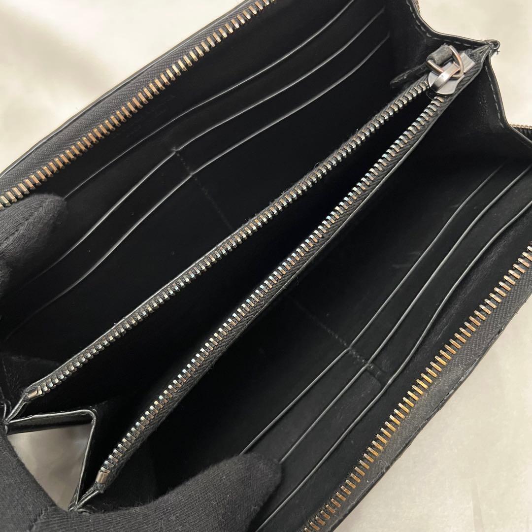 ◇美品◇ボッテガヴェネタ　長財布　ラウンドファスナー　ブラック　イントレチャート