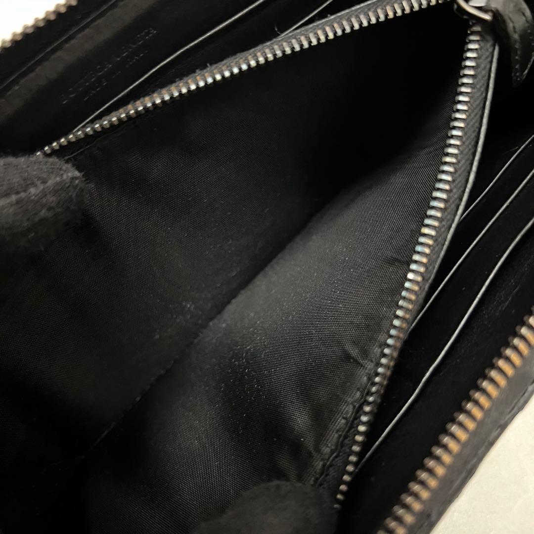 ◇美品◇ボッテガヴェネタ　長財布　ラウンドファスナー　ブラック　イントレチャート