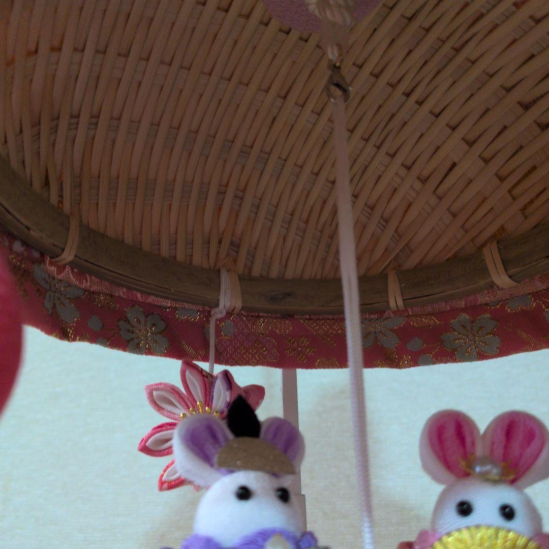 つまみ細工吊るし雛　雛人形　　　髪飾り付き　お雛様　ピンク