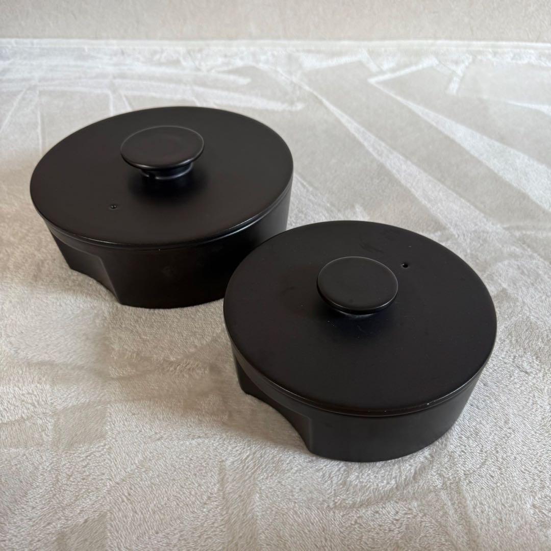セラミックジャパン IH 土鍋 L S セット ブラック　蒸し器にも