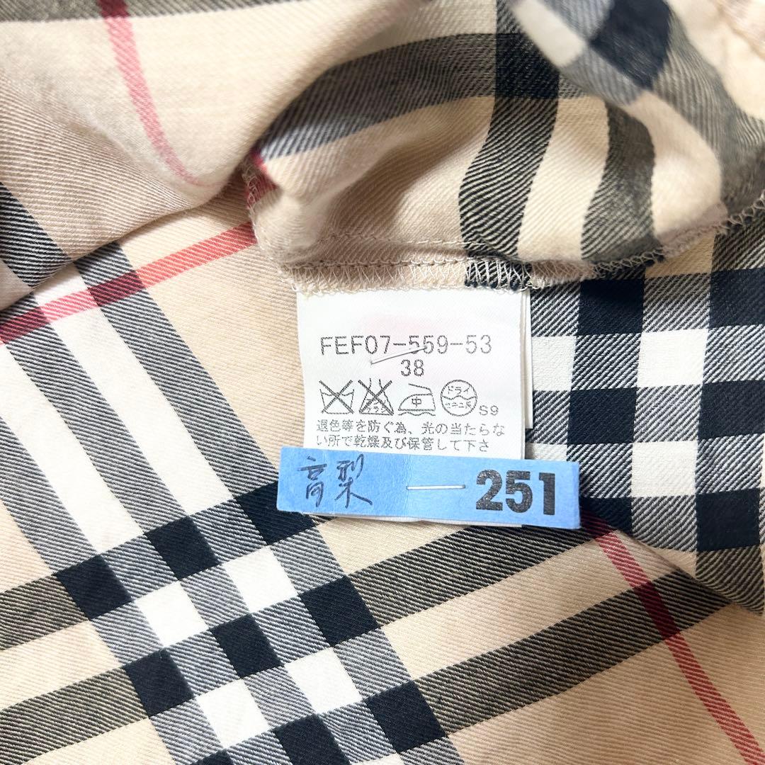 2way✨バーバリーブルーレーベル パフスリーブブラウス ノバチェック 赤刺繍
