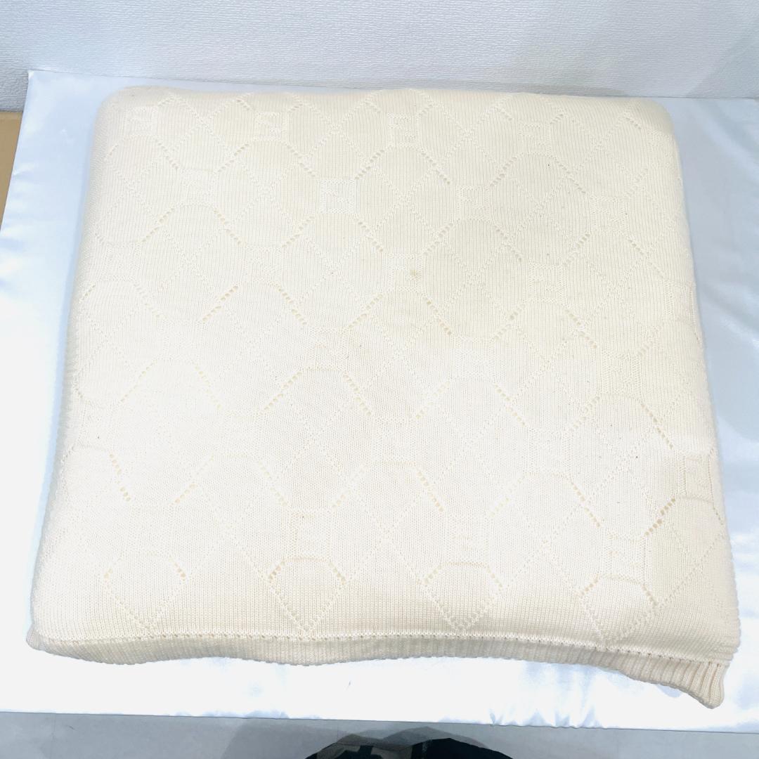 Y2505-302 FENDI フェンディ クッション 替えカバー付き 紺・白