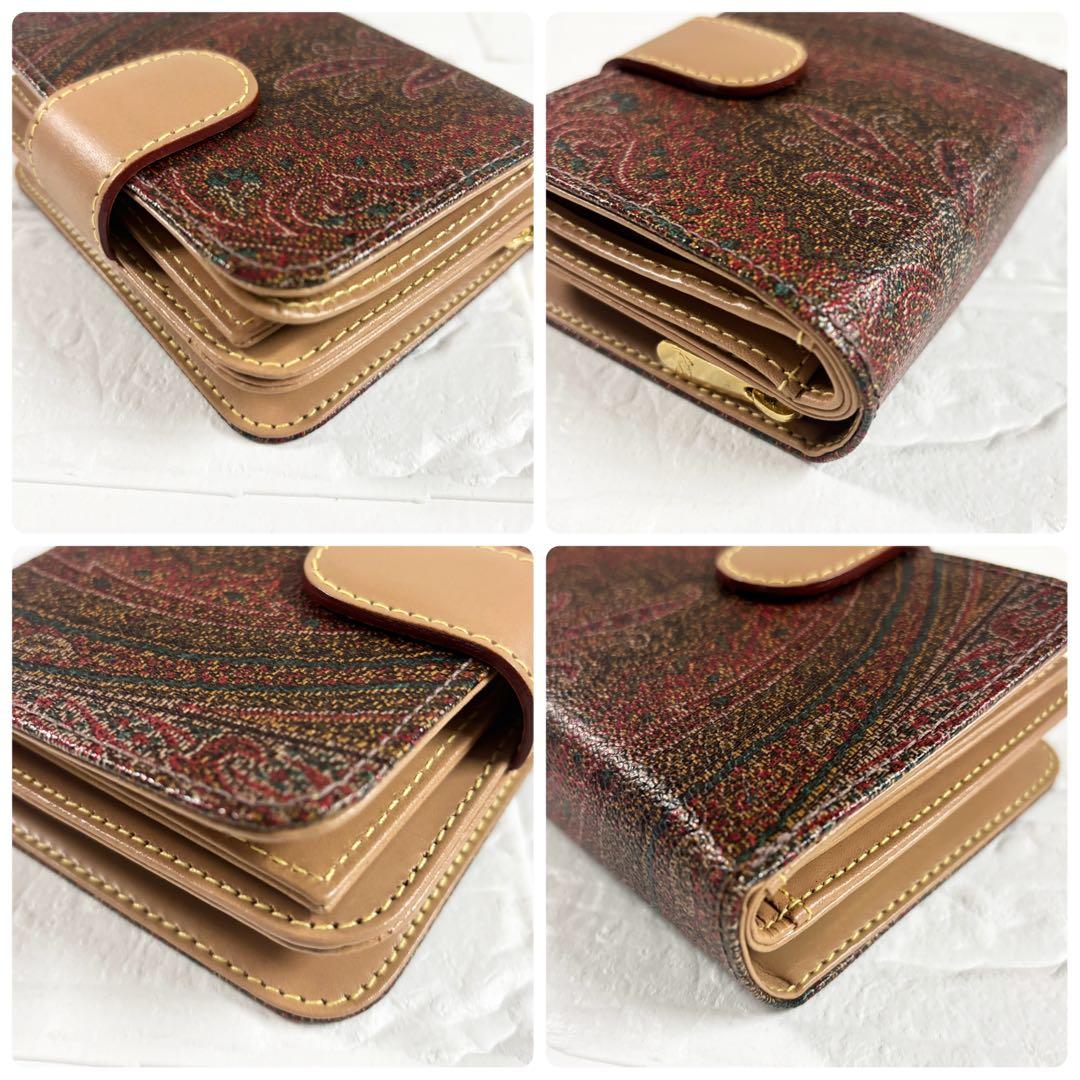 極美品✨️ETRO 二つ折り財布 ペイズリー柄 レザー コンパクトウォレット