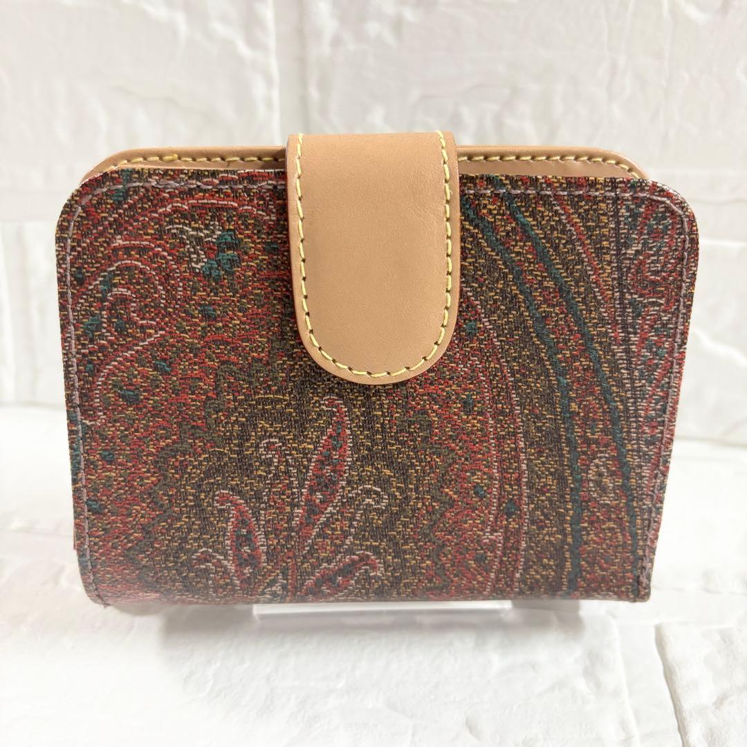 極美品✨️ETRO 二つ折り財布 ペイズリー柄 レザー コンパクトウォレット