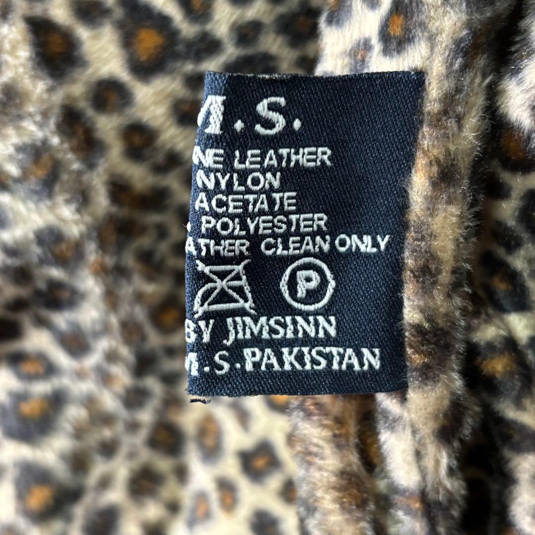 希少 JIMSINN レザー ダブル ライダースジャケット 裏地レオパード 黒