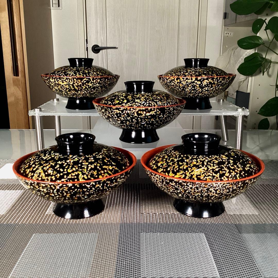 若狭塗　蓋付　お椀　5客