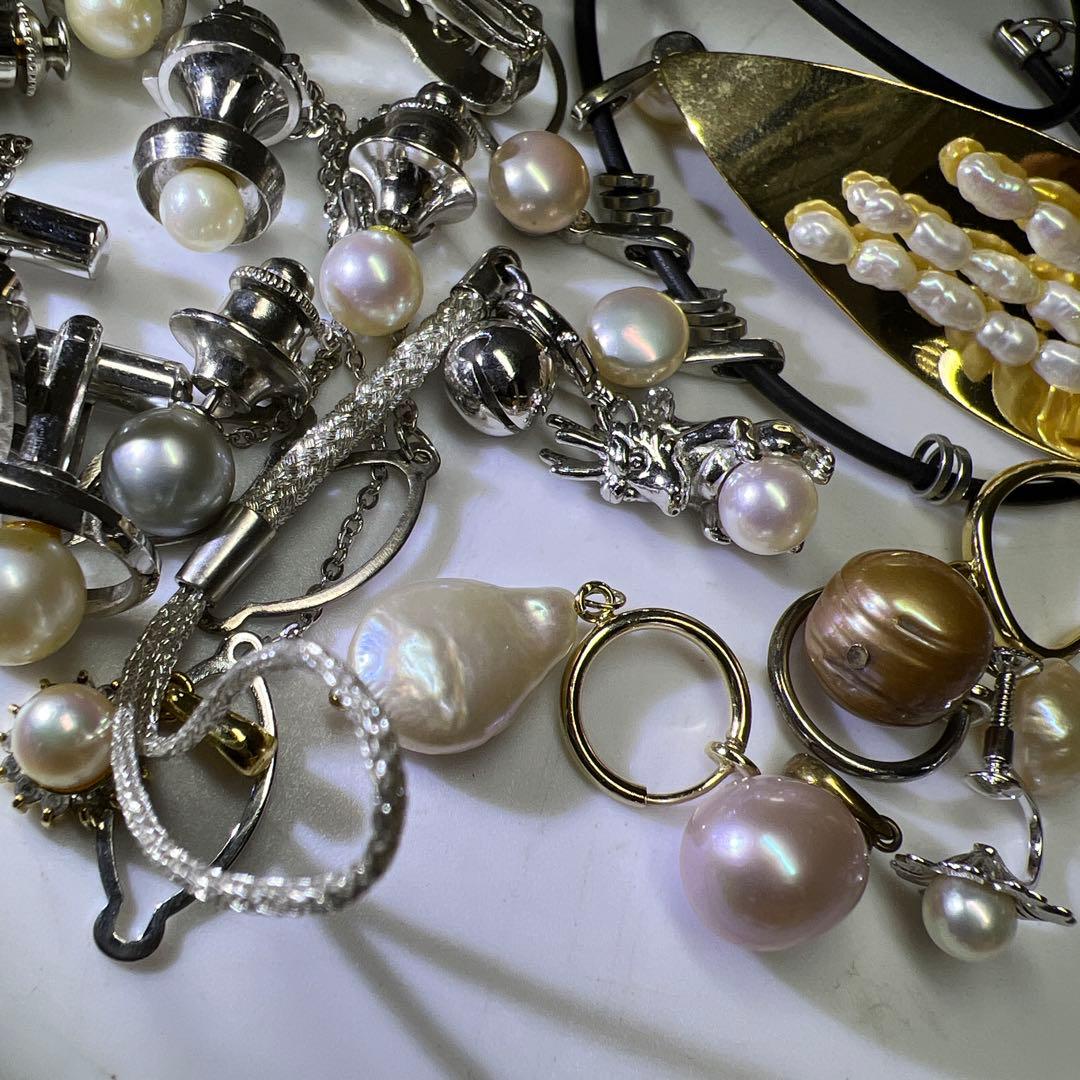 真珠アクセサリー色々　袋込331g 東Y8-0129ア㊱