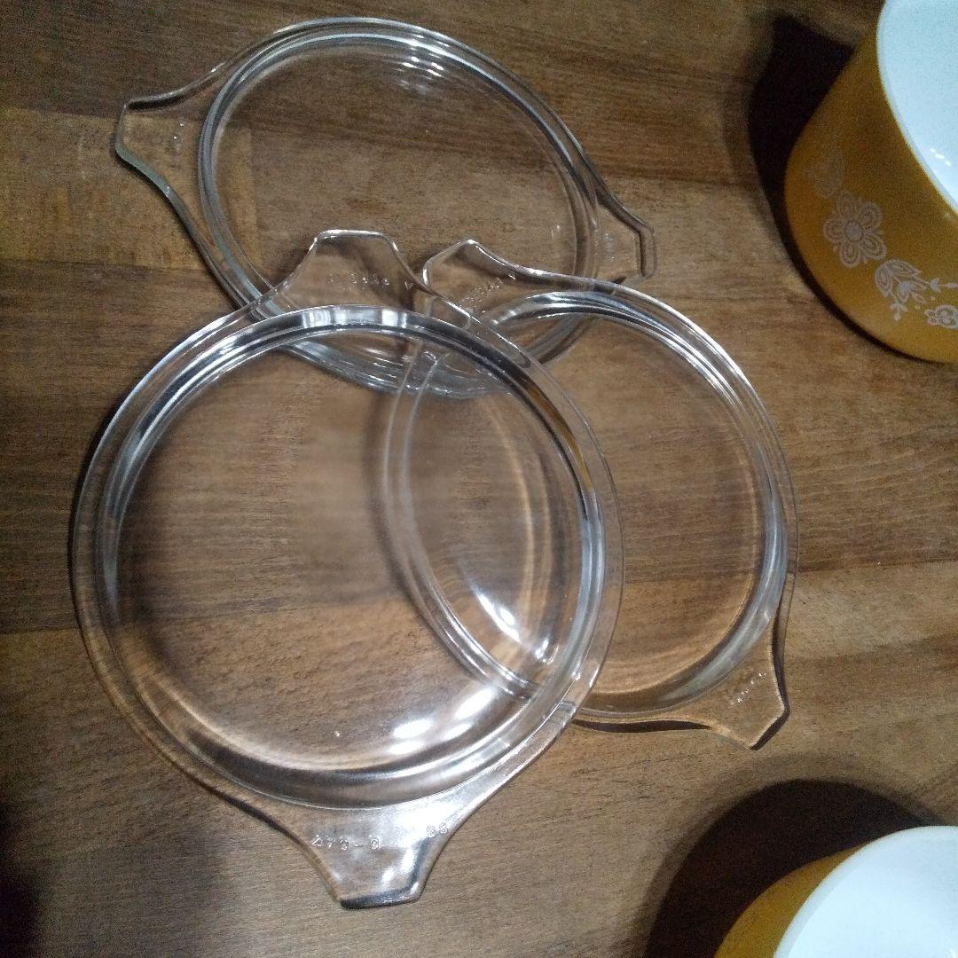 6点 極美品 高さ3サイズ オールドパイレックス キャセロールバタフライゴールド