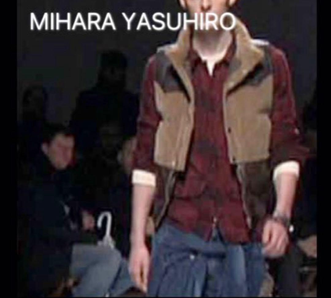 希少 MIHARA YASUHIRO ダメージ加工 ウール チェック シャツ S