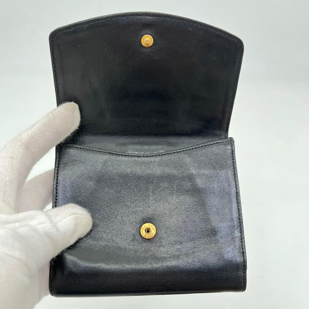 CHANEL 二つ折り財布 デカココマーク ロゴ入り 黒 ギャランティカード付き