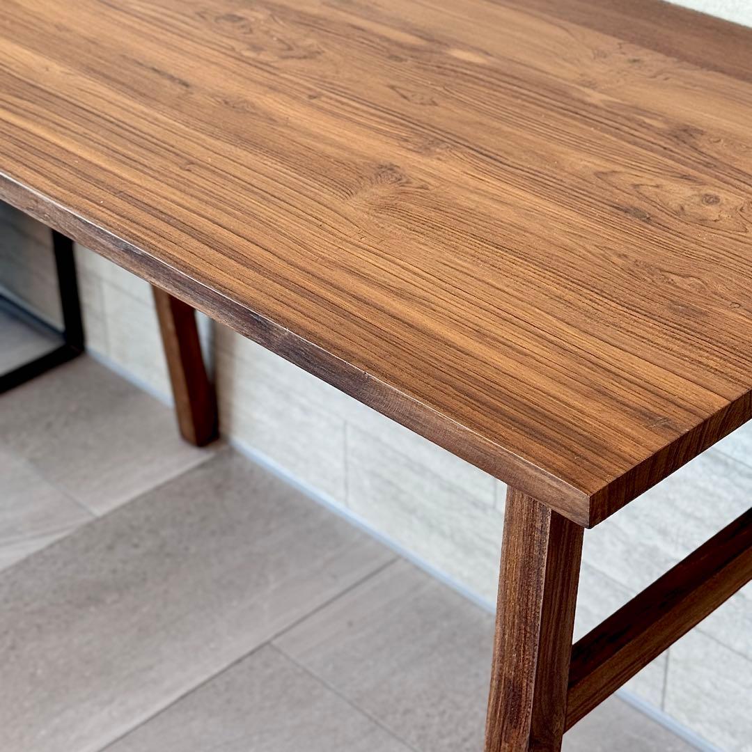 WTWチーク木製テーブル机作業デスク◆幅110木目ナチュラル素材アンティーク男前