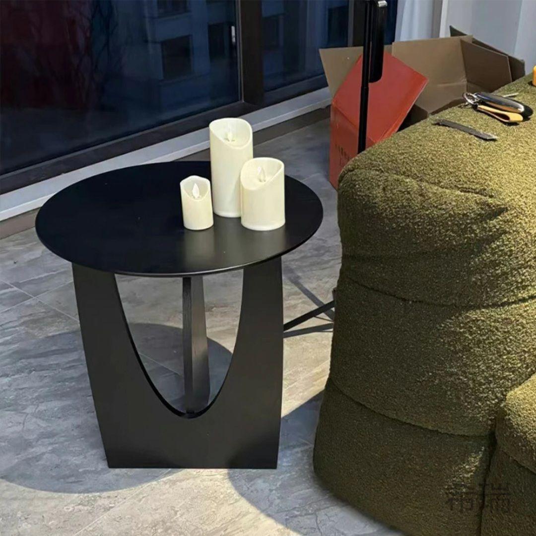 天然サイドテーブルブラック木製オーガニック自然素朴雰囲気UP高見え格上げ50cm