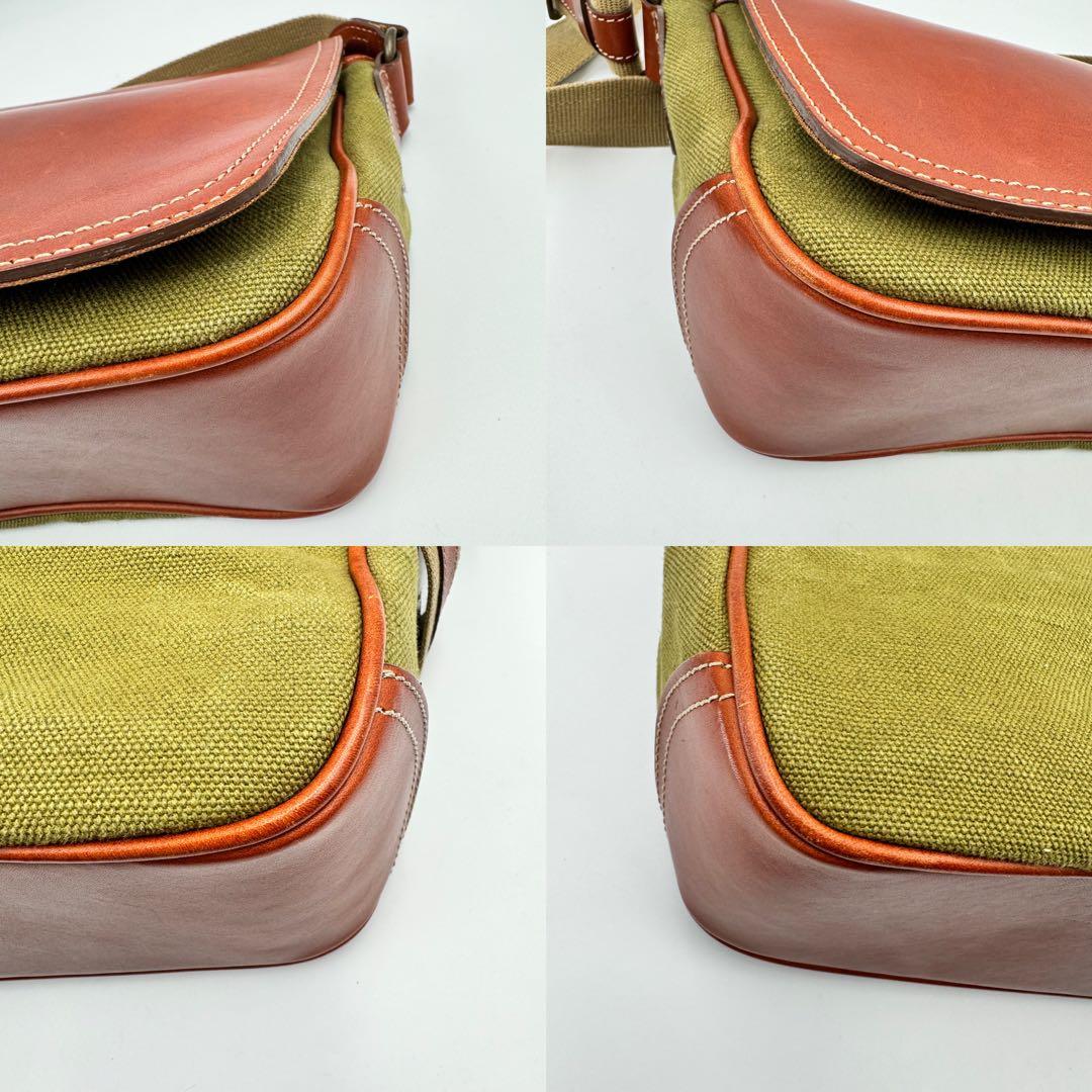 土屋鞄　メッセンジャーバッグ　ショルダーバッグ　レザー×キャンバス