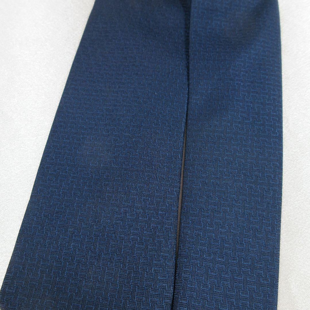 エルメス　H織り　ファソネ　星座　ネイビー　ネクタイ