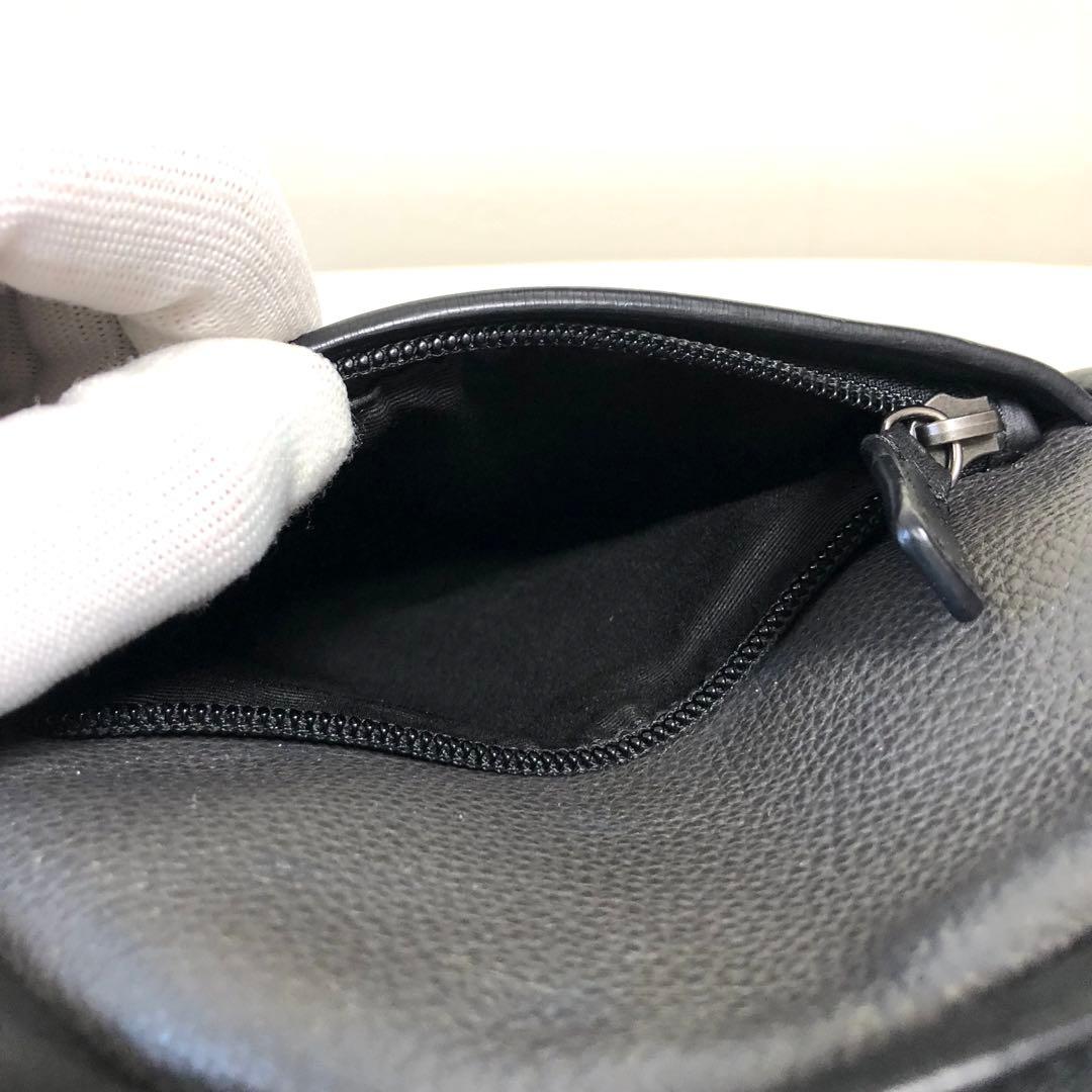 COACH コーチ ボディバッグ シボ革 グレー×ブラック