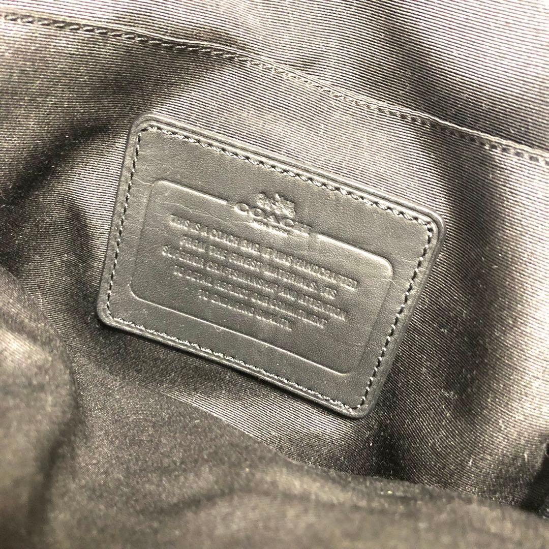 COACH コーチ ボディバッグ シボ革 グレー×ブラック