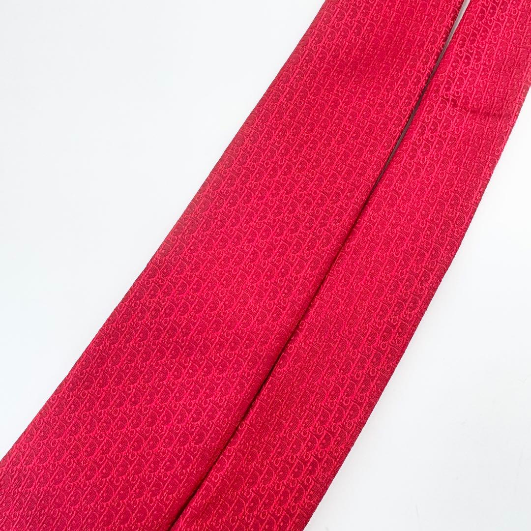 極美品　ディオール　メンズ　ネクタイ　現行タグ　トロッター柄　赤