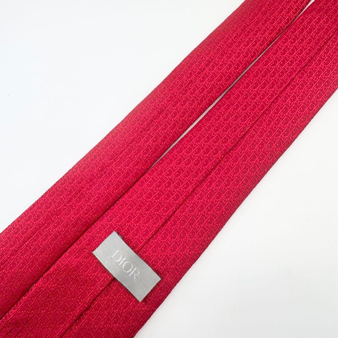 極美品　ディオール　メンズ　ネクタイ　現行タグ　トロッター柄　赤