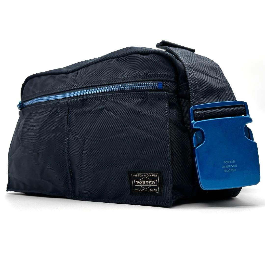 美品 ポーター ヨシダカバン ライド ボディバッグ ロゴ 斜め掛け ネイビー