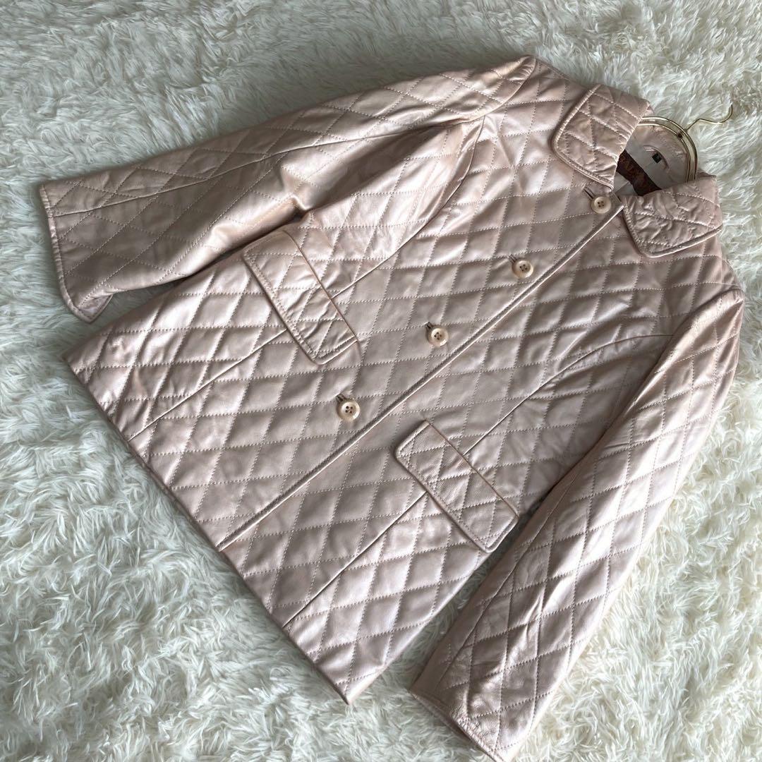 BALMAIN キルティングレザーコート ピンク 5号 大人 キレイめ シンプル