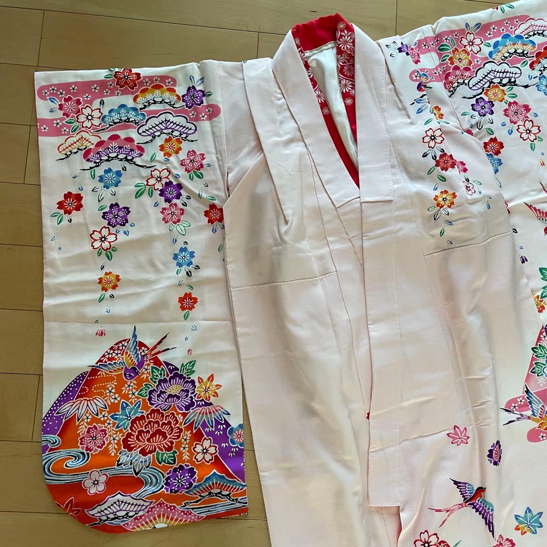紅型　七五三　7歳　正絹着物セット　四つ身　四ツ身　七歳　花鳥柄