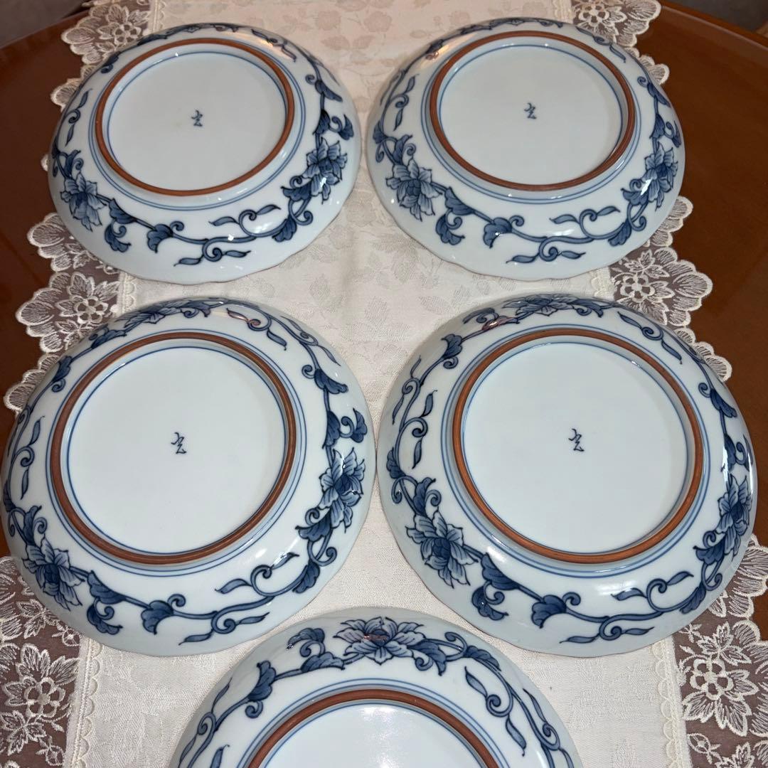 有田　波佐見焼　光玉　金彩　松竹梅　中皿　5枚セット　未使用