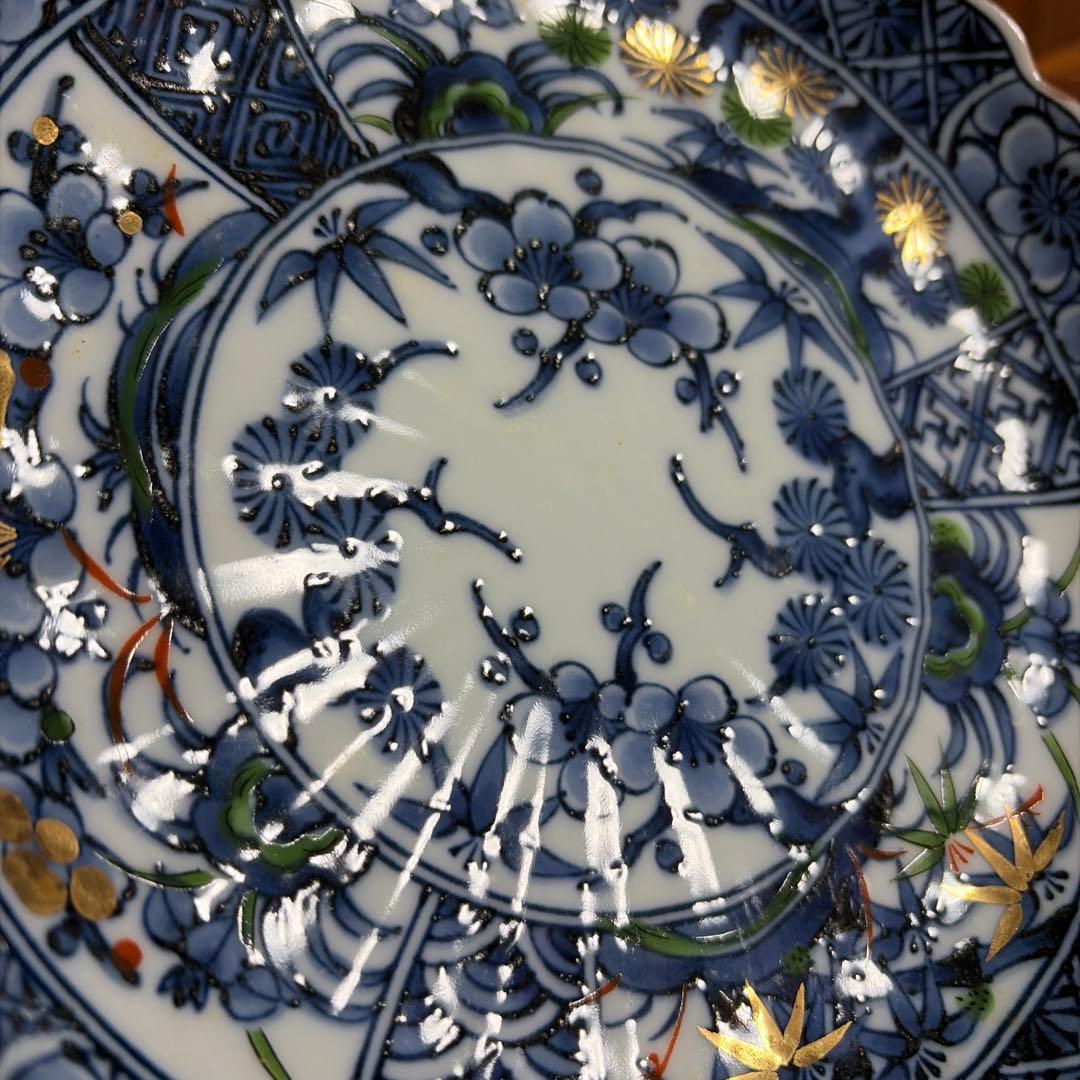 有田　波佐見焼　光玉　金彩　松竹梅　中皿　5枚セット　未使用