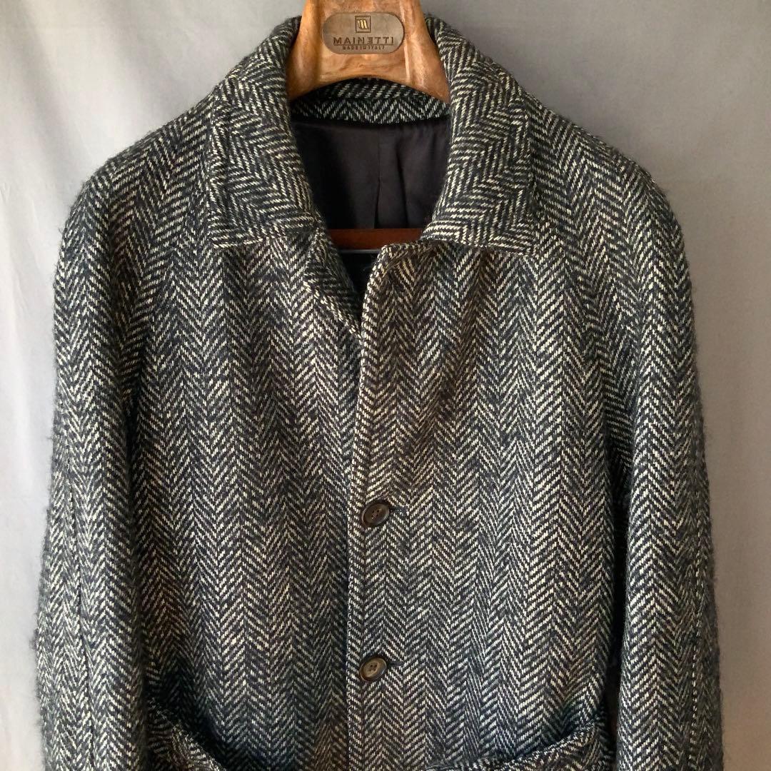 LARDINI ラルディーニ ウールモヘヤ コート 48ネイビーヘリンボーン伊製