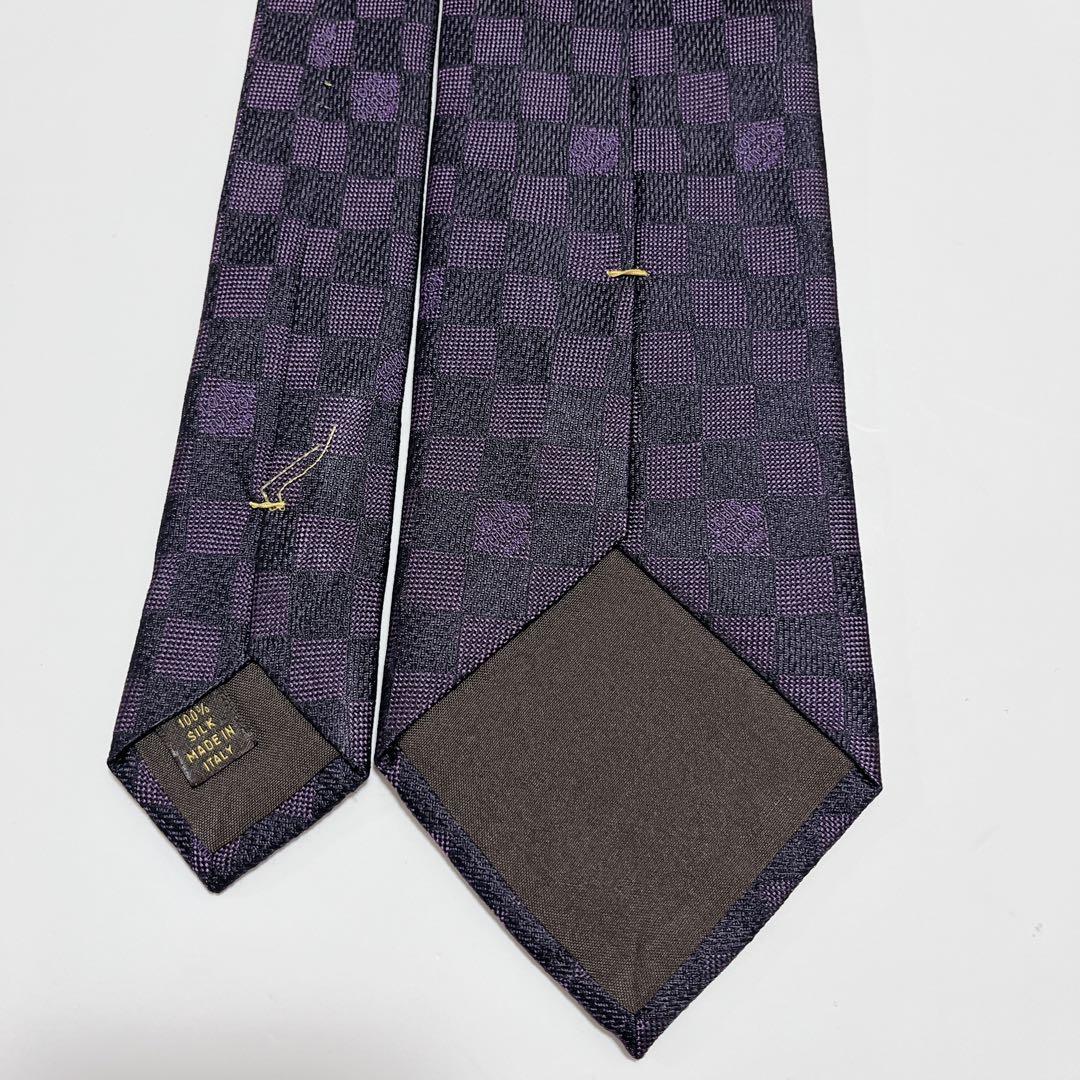 美品 ルイヴィトン ネクタイ ハイブランド ダミエ柄 光沢 ジャガード織り 希少