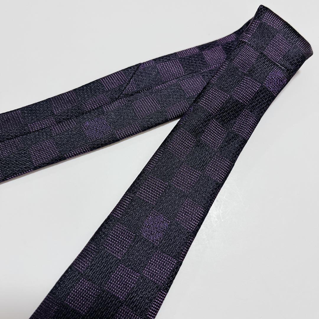 美品 ルイヴィトン ネクタイ ハイブランド ダミエ柄 光沢 ジャガード織り 希少